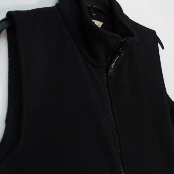 Woolrich Vest Women's Large Black Sleeveless Solid Fleece - Picture 2 of 14